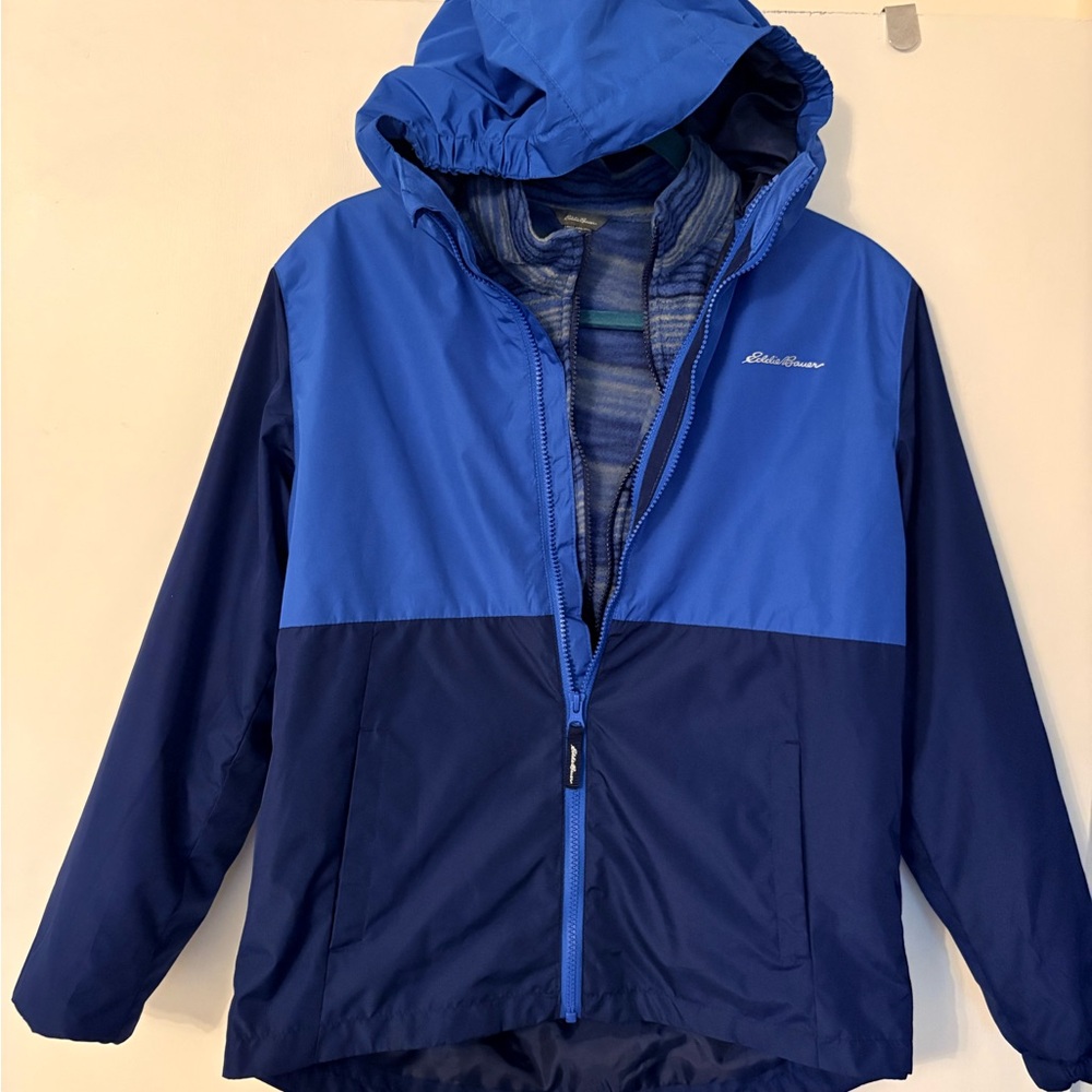 Eddie Bauer Kids Two-Tone Blue Raincoat (size 14)
